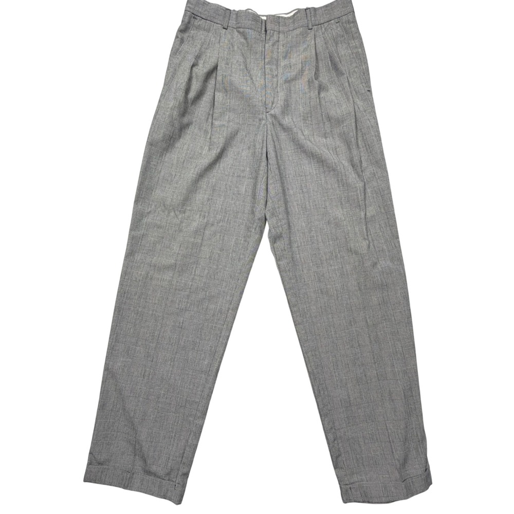 Vintage Allyn Saint George Grey Glen Plaid Pleated Trousers 31x29 Mens USA 90s